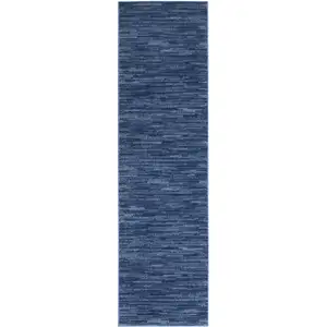 Photo of 2' X 6' Navy Non Skid Indoor Outdoor Runner Rug