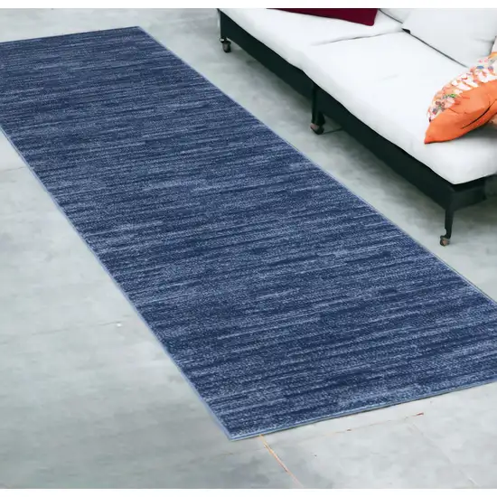 8' Blue Non Skid Indoor Outdoor Runner Rug Photo 2