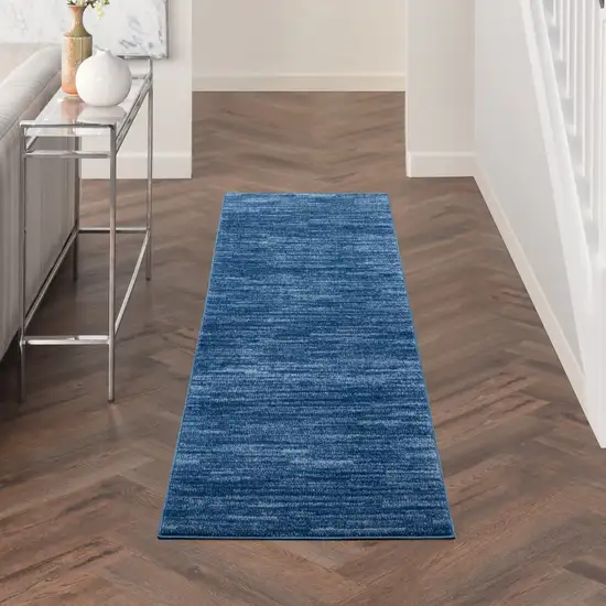 8' Blue Non Skid Indoor Outdoor Runner Rug Photo 5