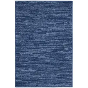 Photo of 2' X 4' Navy Non Skid Indoor Outdoor Runner Rug