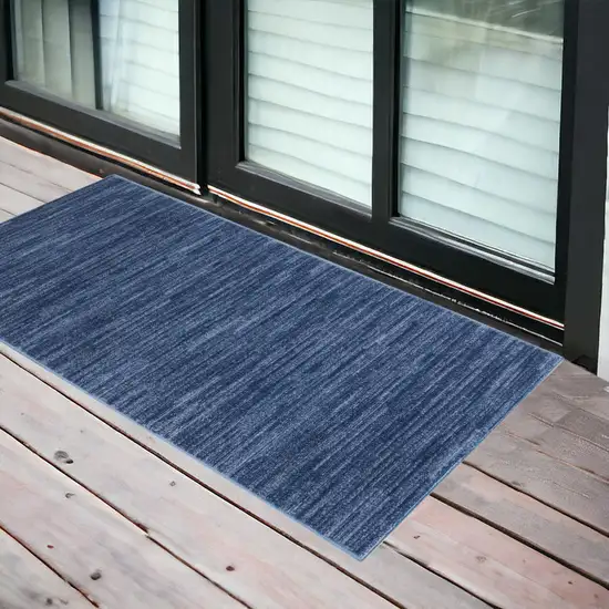 2' X 4' Navy Blue Non Skid Indoor Outdoor Runner Rug Photo 2