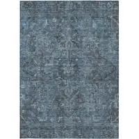 Photo of 3' X 5' Navy and Black Oriental Washable Non Skid Indoor Outdoor Area Rug