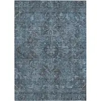 Photo of 3' X 5' Navy and Black Oriental Washable Non Skid Indoor Outdoor Area Rug