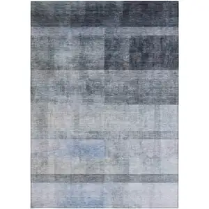 Photo of 3' X 4' Navy and Gray Ombre Washable Non Skid Indoor Outdoor Area Rug