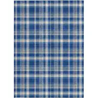 Photo of 3' X 5' Navy and Ivory Plaid Washable Non Skid Indoor Outdoor Area Rug