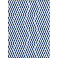 Photo of 3' X 4' Navy and White Geometric Washable Non Skid Indoor Outdoor Area Rug