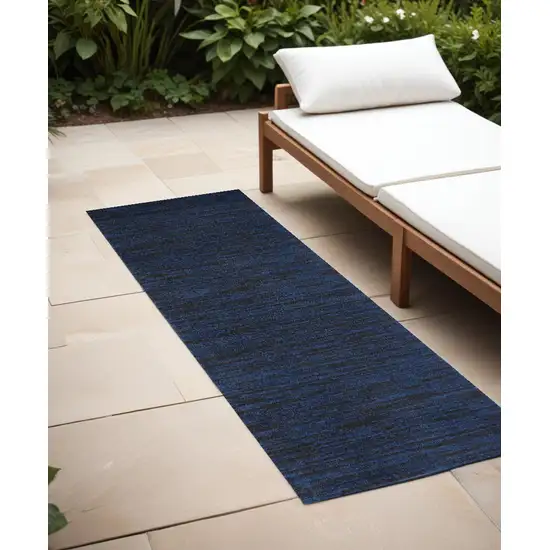 6' Midnight Blue Stain Resistant Indoor Outdoor Runner Rug Photo 1