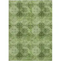 Photo of 3' X 5' Olive Green Floral Medallion Washable Non Skid Indoor Outdoor Area Rug