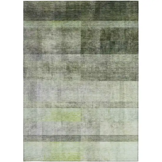 3' X 4' Olive Green Ombre Washable Non Skid Indoor Outdoor Area Rug Photo 5