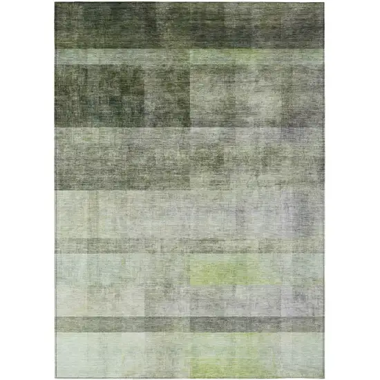 3' X 4' Olive Green Ombre Washable Non Skid Indoor Outdoor Area Rug Photo 2