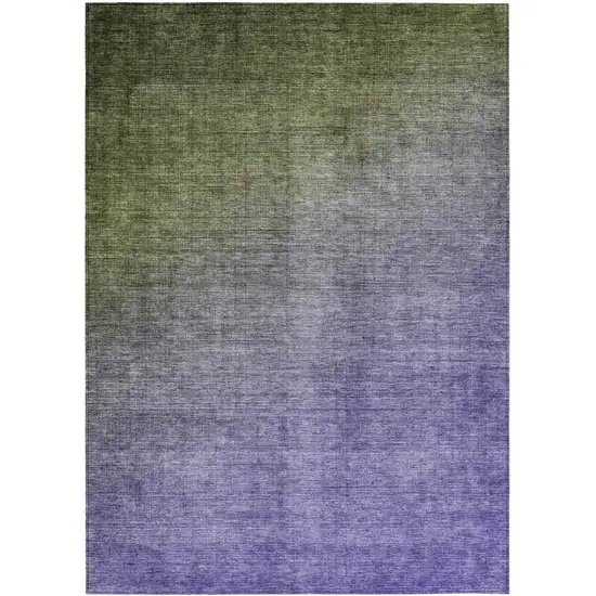 3' X 4' Olive Green and Purple Ombre Washable Non Skid Indoor Outdoor Area Rug Photo 2