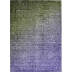 Photo of 3' X 4' Olive Green and Purple Ombre Washable Non Skid Indoor Outdoor Area Rug