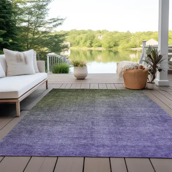 3' X 4' Olive Green and Purple Ombre Washable Non Skid Indoor Outdoor Area Rug Photo 8