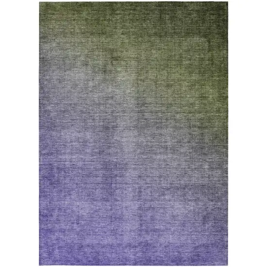 Olive Green and Purple Ombre Washable Non Skid Indoor Outdoor Area Rug Photo 5