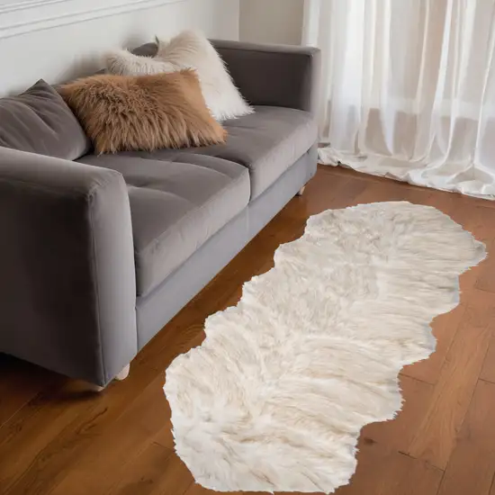 Ombre Tan Faux Fur Washable Non Skid Area Rug Photo 1