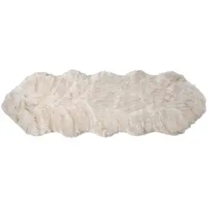 Photo of 2' X 6' Ombre Tan Faux Fur Washable Non Skid Area Rug