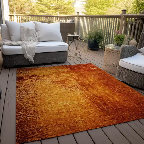 3' X 4' Orange Abstract Washable Non Skid Indoor Outdoor Area Rug Photo 8