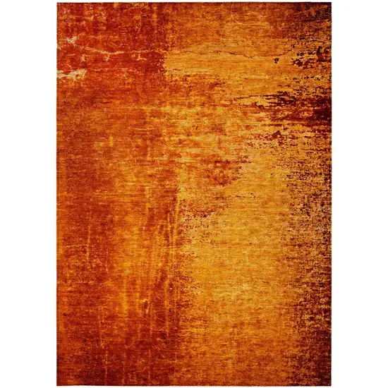 Orange Abstract Washable Non Skid Indoor Outdoor Area Rug Photo 5