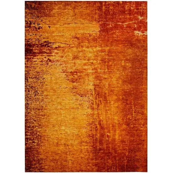 Orange Abstract Washable Non Skid Indoor Outdoor Area Rug Photo 2