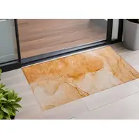 Photo of 3' X 4' Orange Abstract Washable Non Skid Indoor Outdoor Area Rug