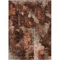 Photo of 3' X 4' Orange Floral Washable Non Skid Indoor Outdoor Area Rug