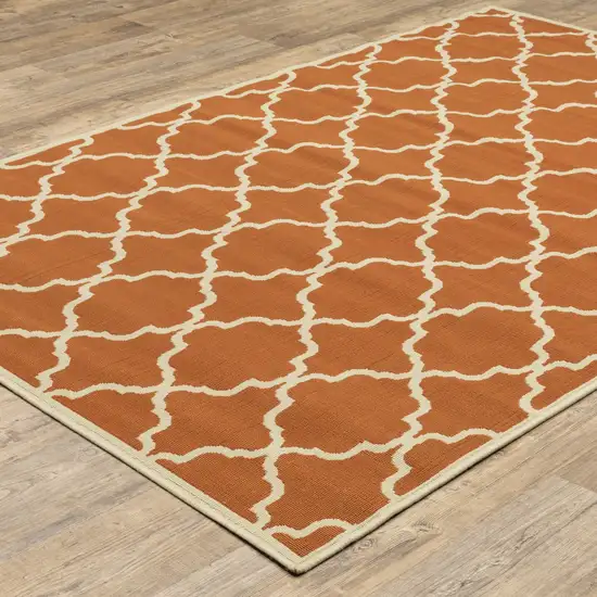 3' X 5' Orange Geometric Stain Resistant Indoor Outdoor Area Rug Photo 6