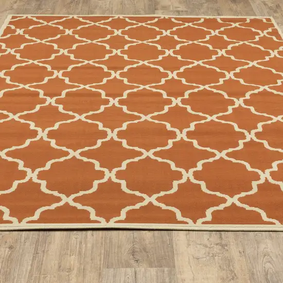 3' X 5' Orange Geometric Stain Resistant Indoor Outdoor Area Rug Photo 9