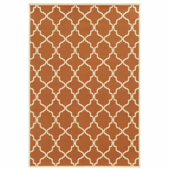 3' X 5' Orange Geometric Stain Resistant Indoor Outdoor Area Rug Photo 1