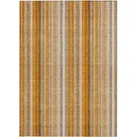 Photo of 3' X 4' Orange Ivory and Gray Striped Washable Non Skid Indoor Outdoor Area Rug