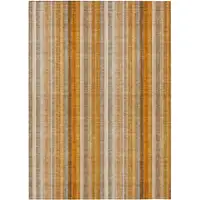 Photo of 3' X 4' Orange Ivory and Gray Striped Washable Non Skid Indoor Outdoor Area Rug