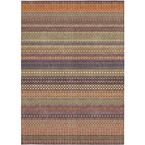 3' X 5' Orange Striped Washable Non Skid Indoor Outdoor Area Rug Photo 5