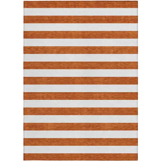 3' X 4' Orange Striped Washable Non Skid Indoor Outdoor Area Rug Photo 4