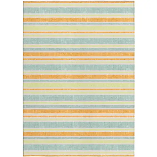 3' X 4' Orange Striped Washable Non Skid Indoor Outdoor Area Rug Photo 5