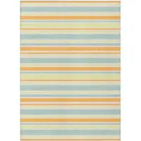 Photo of 3' X 4' Orange Striped Washable Non Skid Indoor Outdoor Area Rug