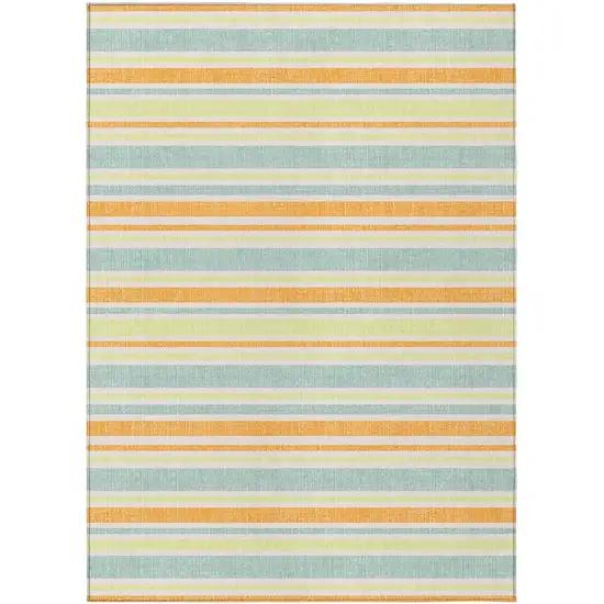 3' X 4' Orange Striped Washable Non Skid Indoor Outdoor Area Rug Photo 2