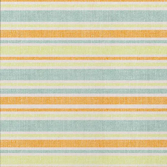 Orange Striped Washable Non Skid Indoor Outdoor Area Rug Photo 6