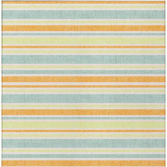 Orange Striped Washable Non Skid Indoor Outdoor Area Rug Photo 7