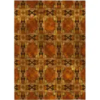 Photo of 3' X 4' Orange and Rust Floral Medallion Washable Non Skid Indoor Outdoor Area Rug