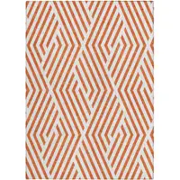 Photo of 3' X 4' Orange and White Geometric Washable Non Skid Indoor Outdoor Area Rug