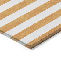 Photo of 3' X 4' Orange and White Striped Washable Non Skid Indoor Outdoor Area Rug