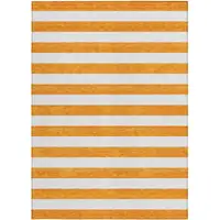 Photo of 3' X 4' Orange and White Striped Washable Non Skid Indoor Outdoor Area Rug