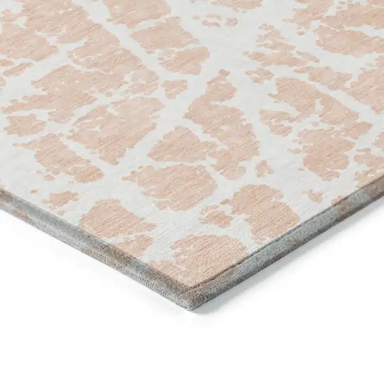 3' X 4' Peach and Ivory Abstract Washable Non Skid Indoor Outdoor Area Rug Photo 6