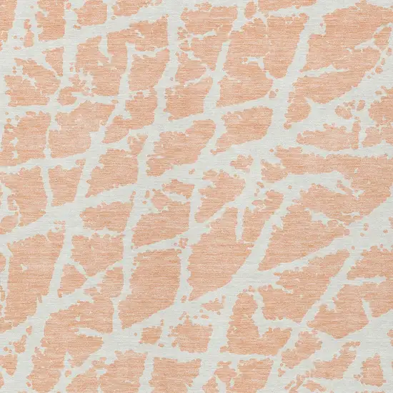 Peach and Ivory Abstract Washable Non Skid Indoor Outdoor Area Rug Photo 7