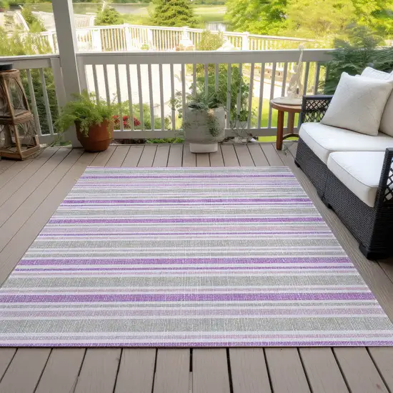 3' X 4' Pearl Striped Washable Non Skid Indoor Outdoor Area Rug Photo 9