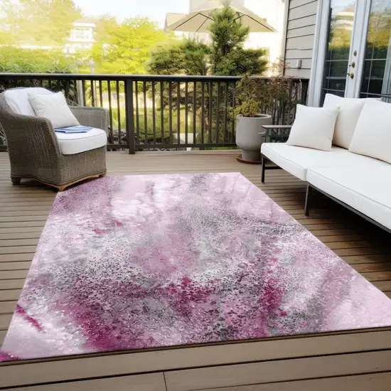 3' X 4' Pink Abstract Washable Non Skid Indoor Outdoor Area Rug Photo 8