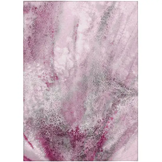 3' X 4' Pink Abstract Washable Non Skid Indoor Outdoor Area Rug Photo 2