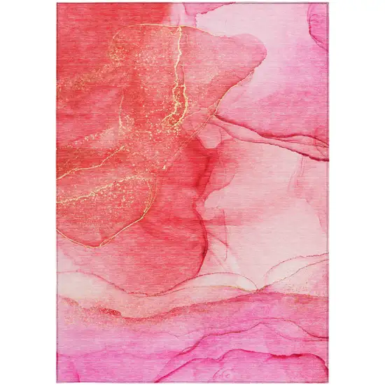 Pink Abstract Washable Non Skid Indoor Outdoor Area Rug Photo 7