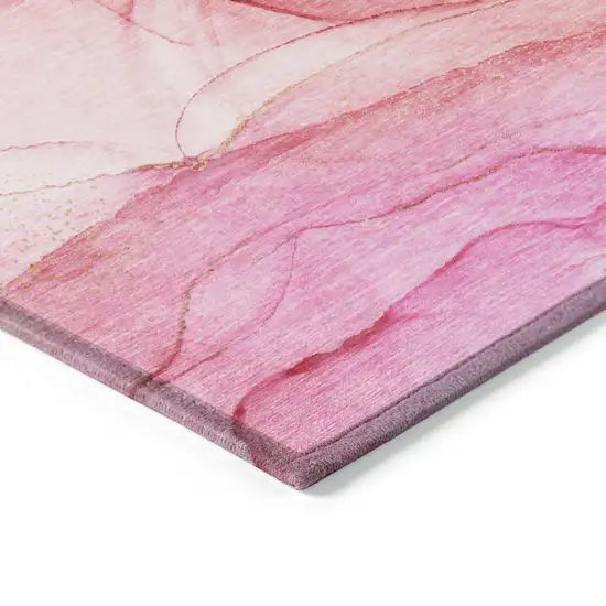 3' X 5' Pink Abstract Washable Non Skid Indoor Outdoor Area Rug Photo 5