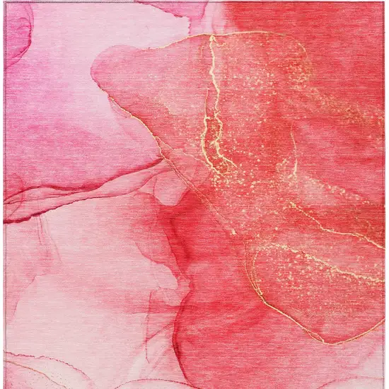 Pink Abstract Washable Non Skid Indoor Outdoor Area Rug Photo 7