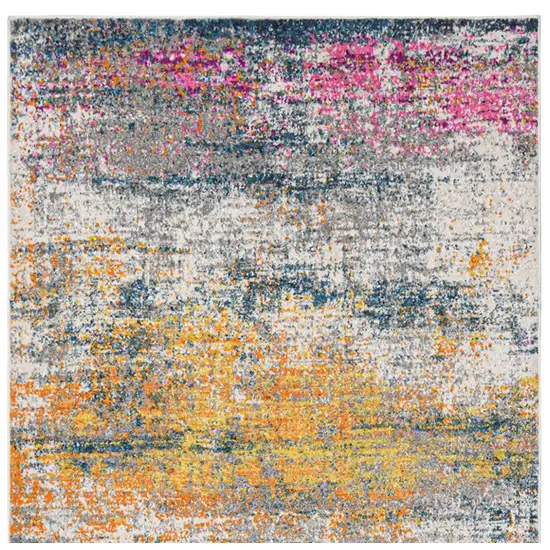 3' X 5' Pink and Orange Abstract Power Loom Area Rug Photo 9